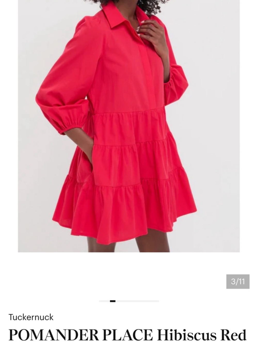 Tuckernuck Hibiscus Red Tiered Cotton Mabel Dress with Pockets